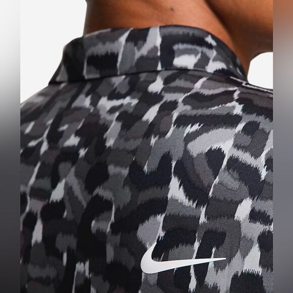 Nike Tour Dri-Fit Golf Polo Black Gray Printed - Picture 5 of 11